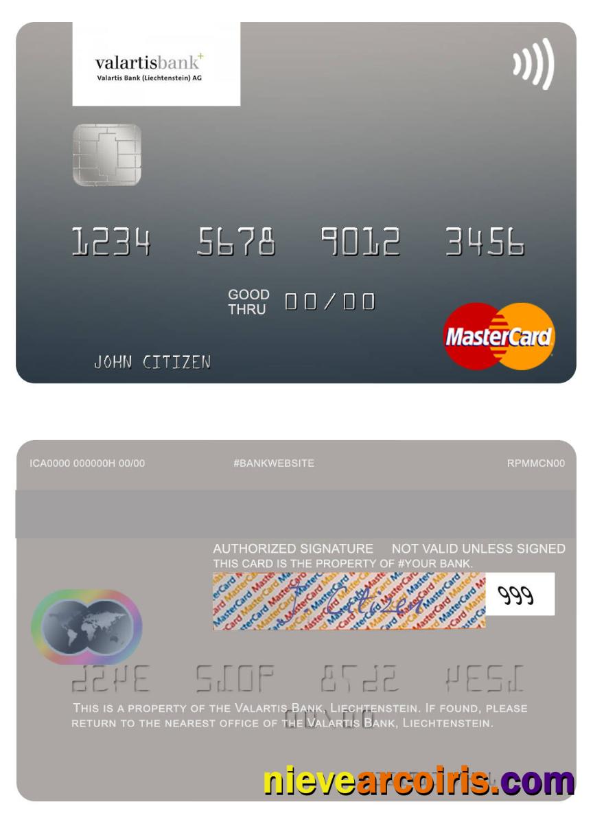 Liechtenstein Valartis Bank mastercard